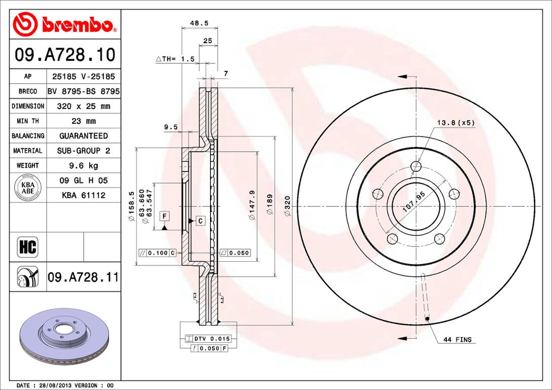 Volvo Brembo Disc Brake Rotor - Front (320mm) 31400942